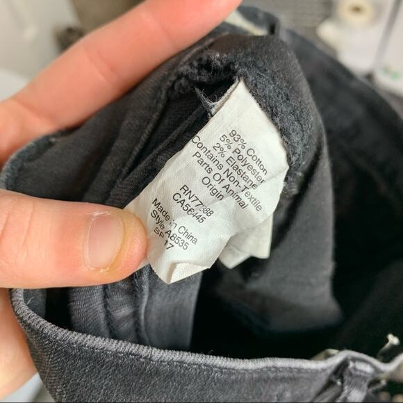 Madewell 9” High Riser Skinny Skinny Jean Black Wash Raw Hem Denim Size 24 - Picture 9 of 9